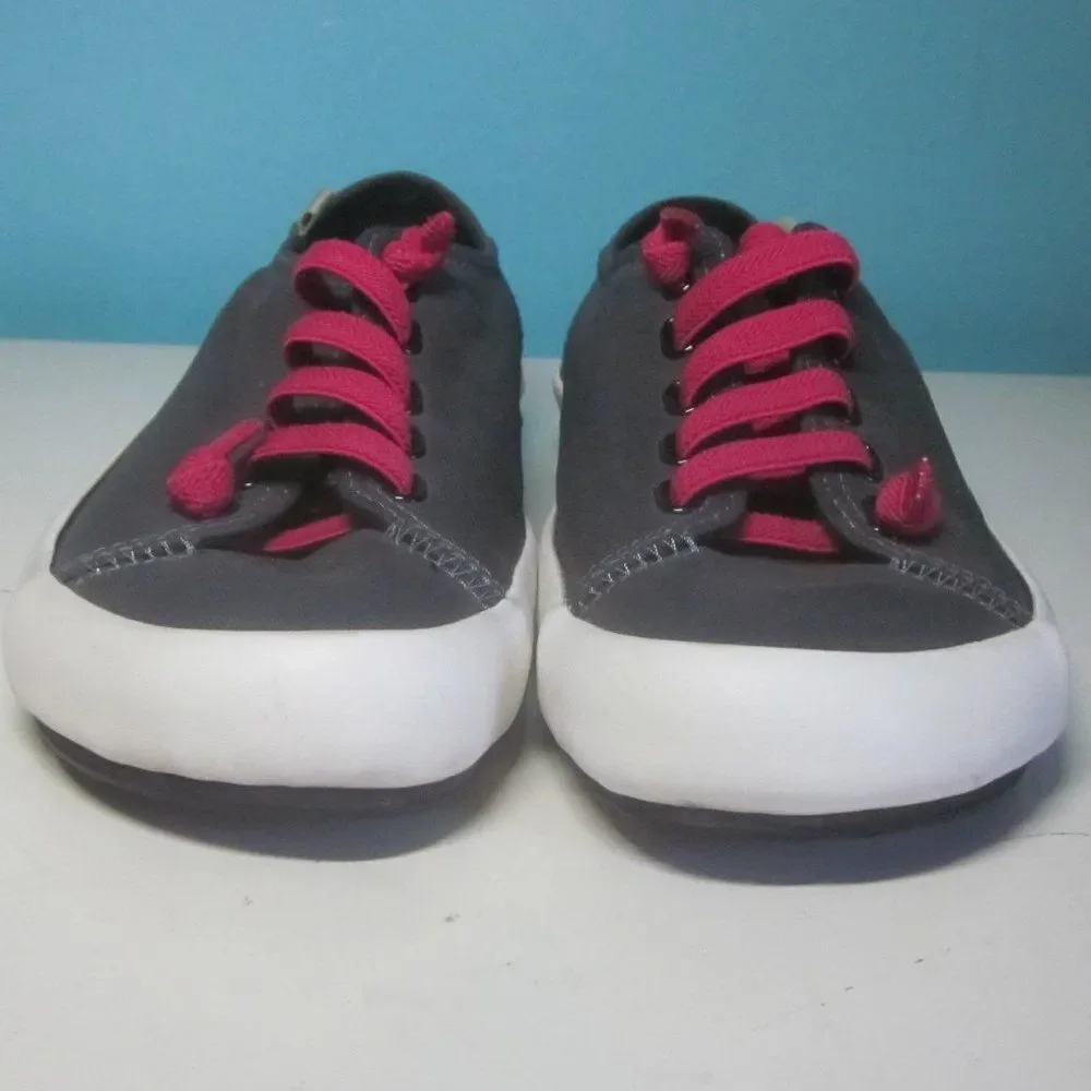 Camper Peu Unisex Size 36 Womens 5.5 Gray Canvas Slip On Sneakers Pink Laces